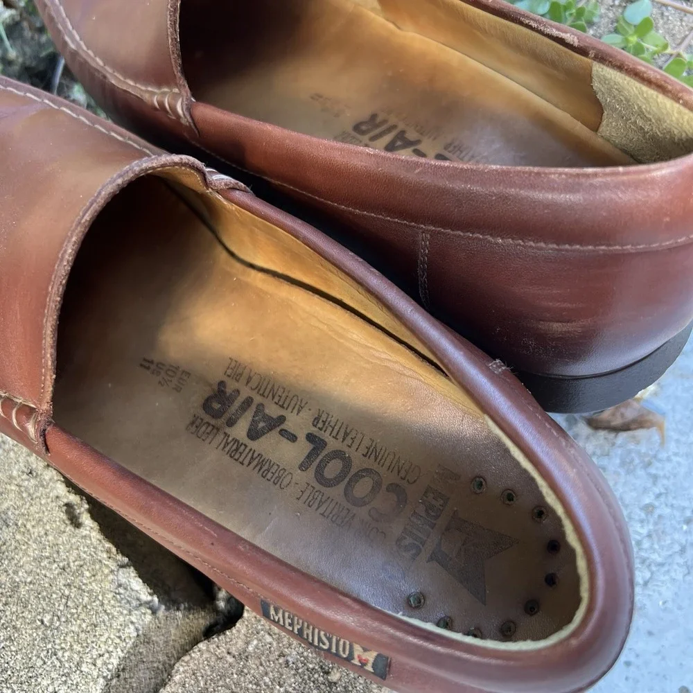 Mephisto Loafers Mens Size 11 Brown Leather Dress Comfort Slip On Cool Air